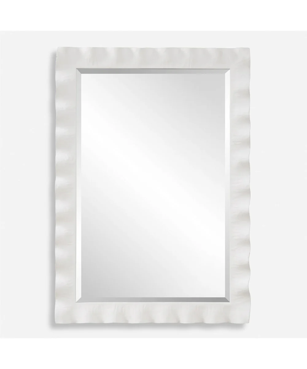 Haya White Scalloped Mirror