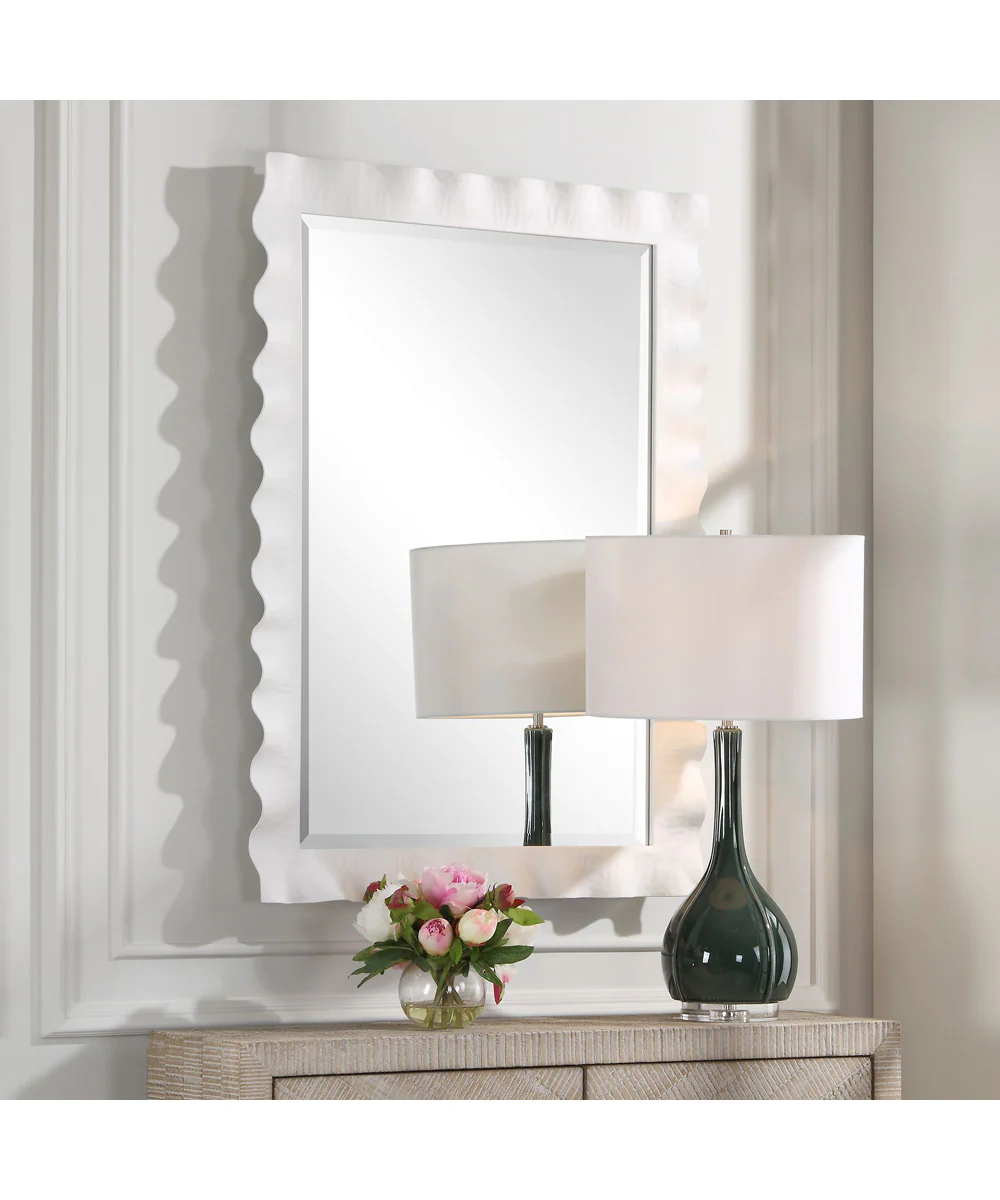 Haya White Scalloped Mirror - Image 3