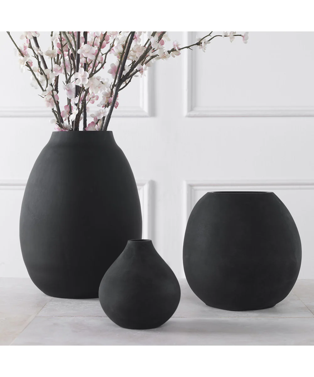 Hearth Matte Black Vases, Set of 3 - Image 2