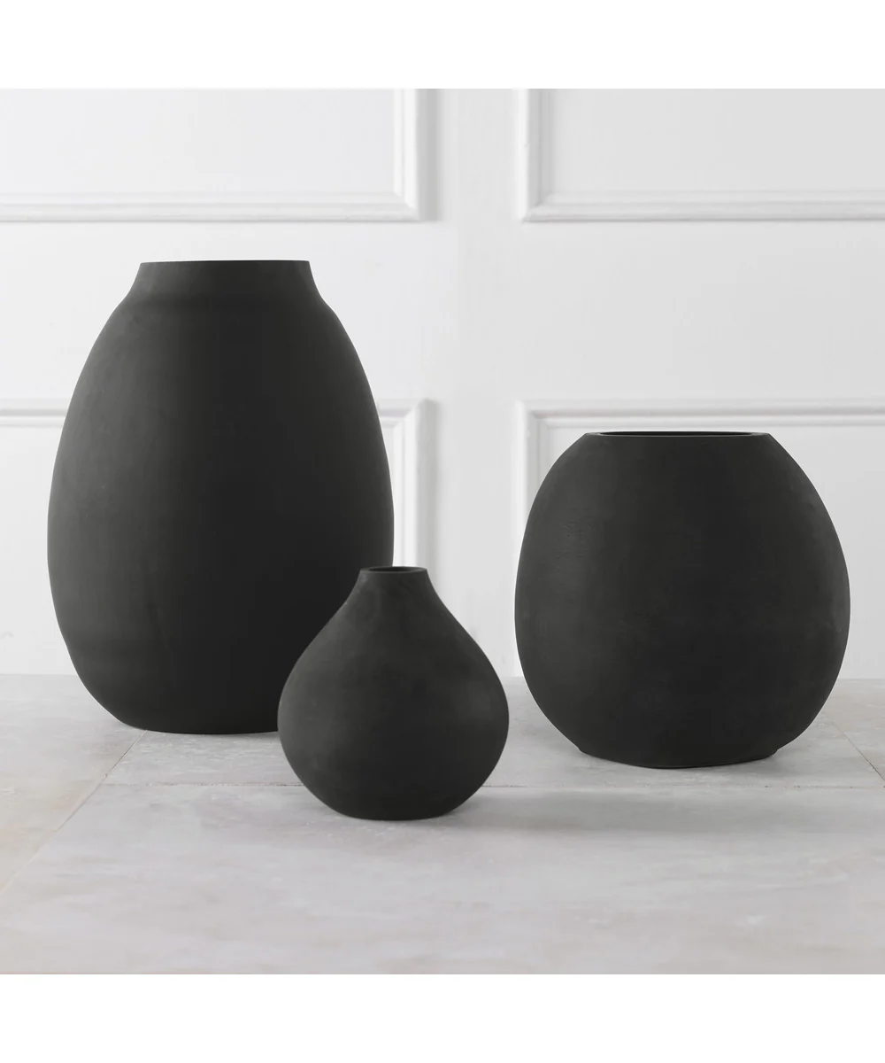 Hearth Matte Black Vases, Set of 3 - Image 3