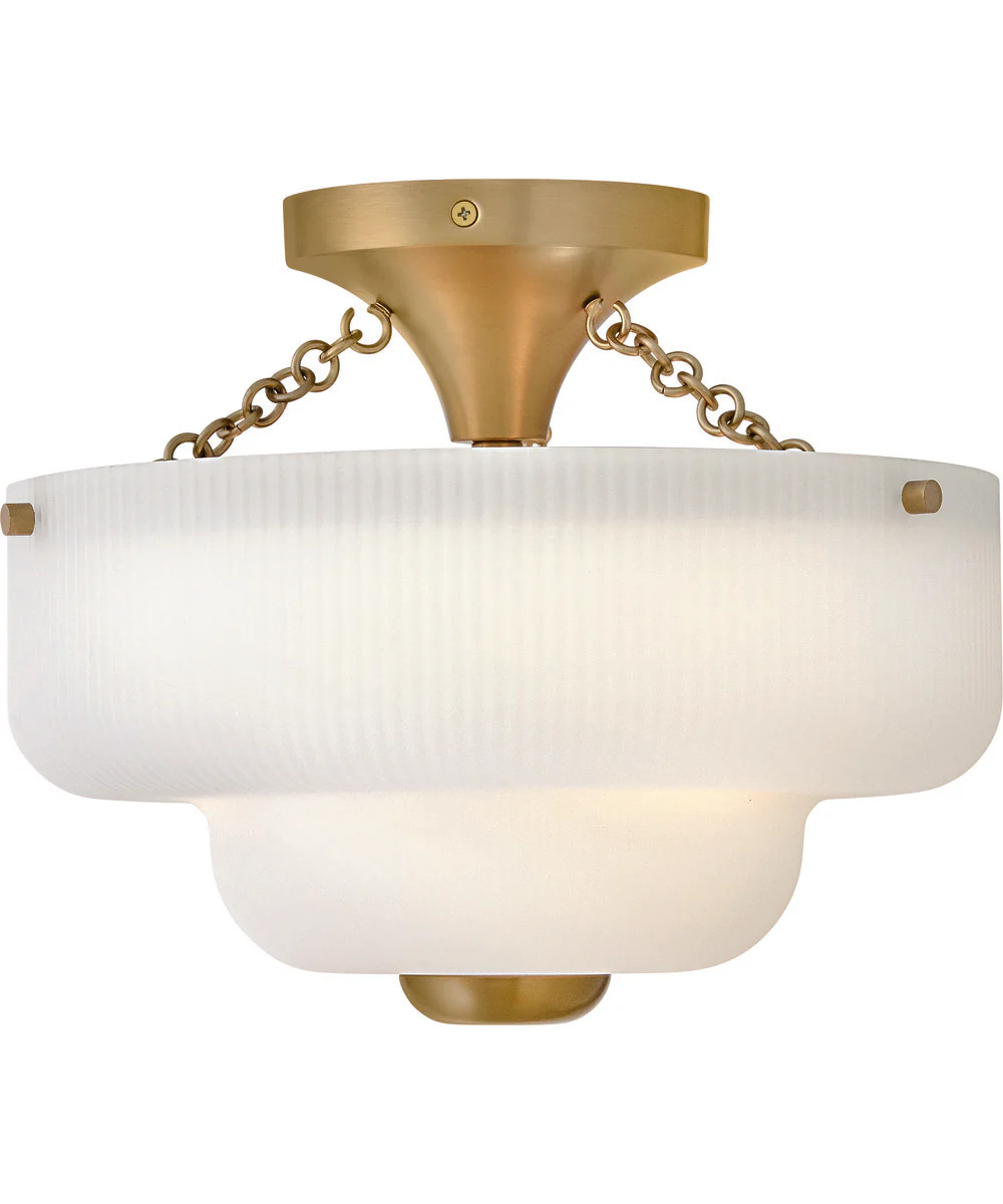Adella 3-Light Small Semi-Flush Mount in Lacquered Brass - Image 3