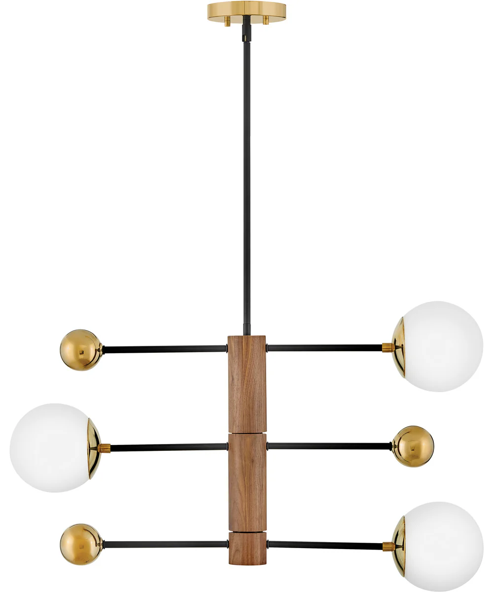 Auggie 3-Light Medium Adjustable Multi Tier Chandelier in Bright Brass - Image 6