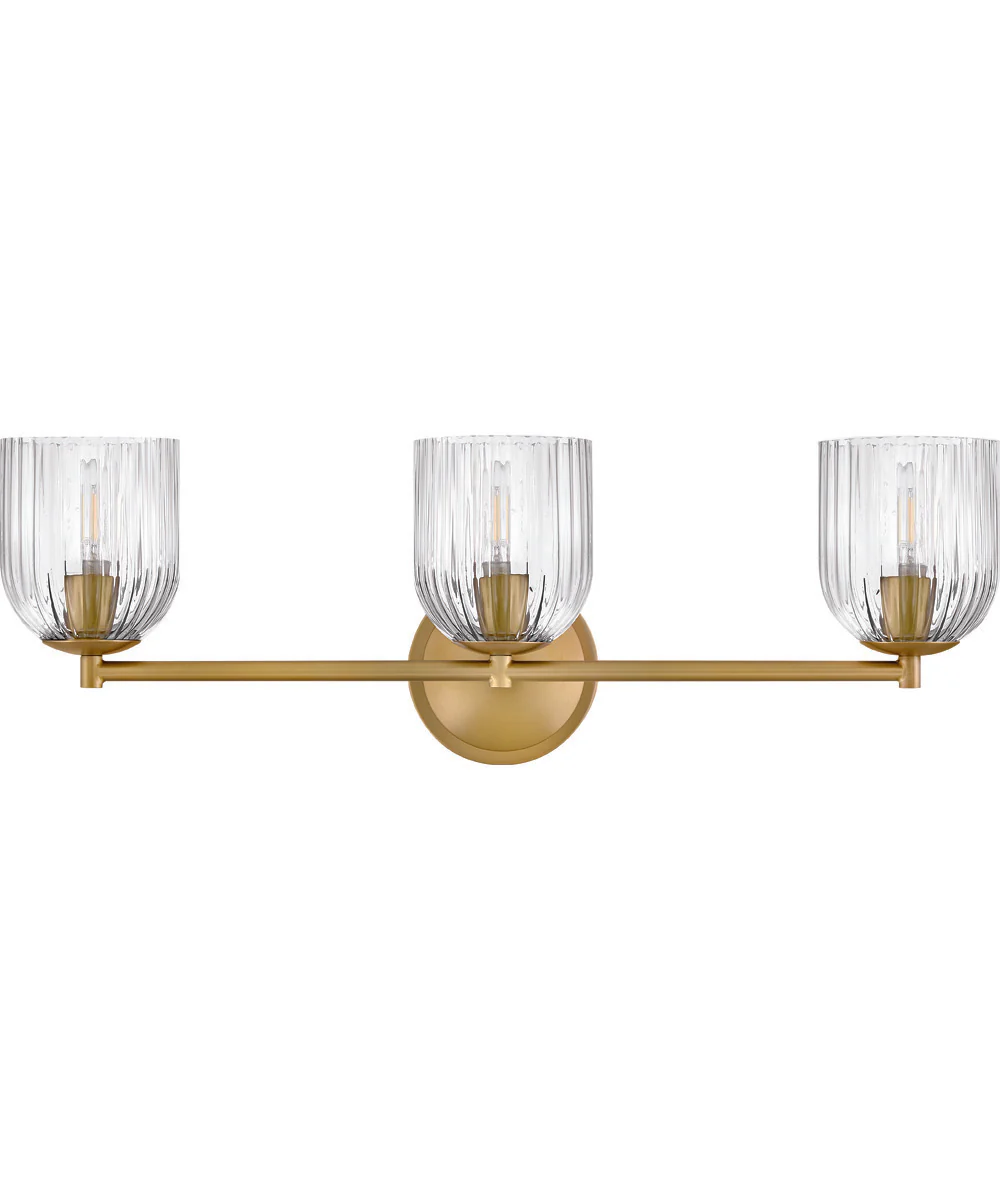 Ava 3-Light Medium Three Light Vanity in Lacquered Brass - Image 2