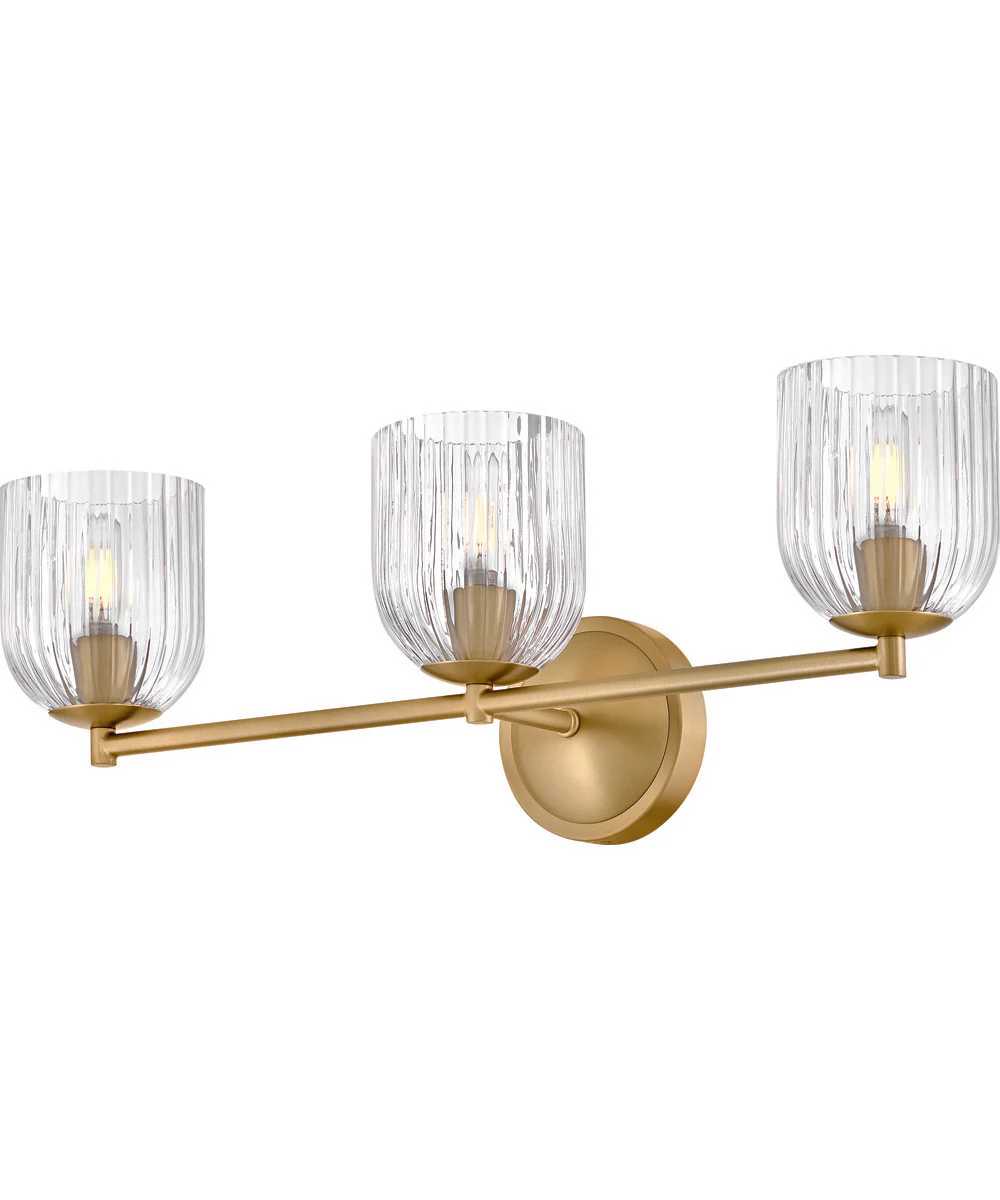 Ava 3-Light Medium Three Light Vanity in Lacquered Brass - Image 4