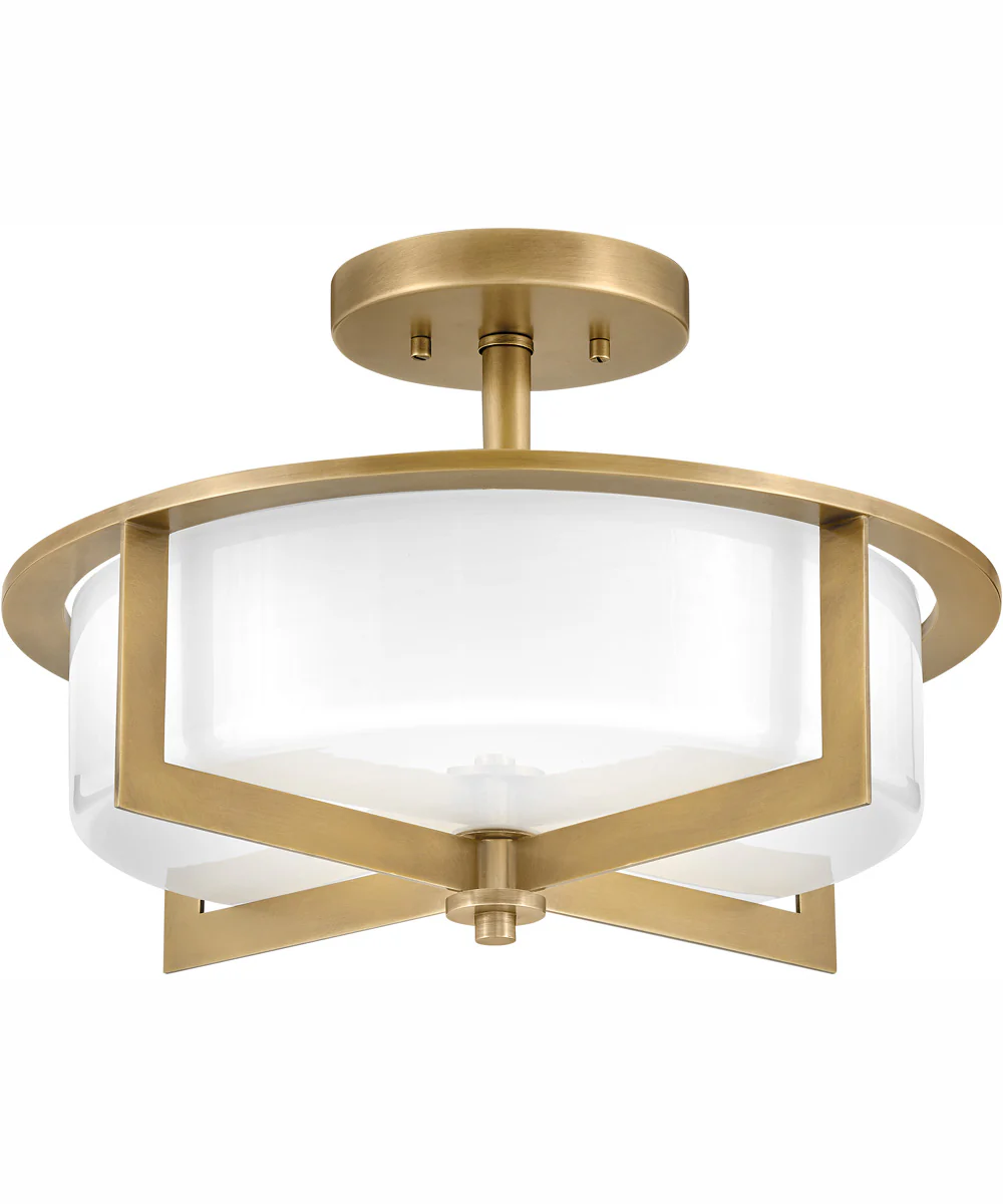 Baxley 3-Light Medium Semi-Flush Mount in Heritage Brass