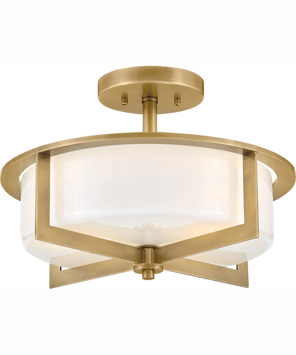Baxley 3-Light Medium Semi-Flush Mount in Heritage Brass - Image 2