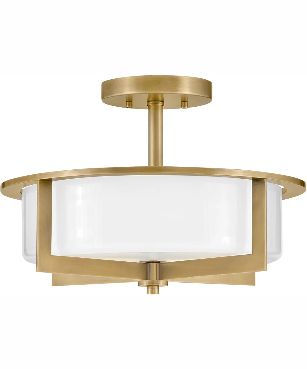 Baxley 3-Light Medium Semi-Flush Mount in Heritage Brass - Image 3