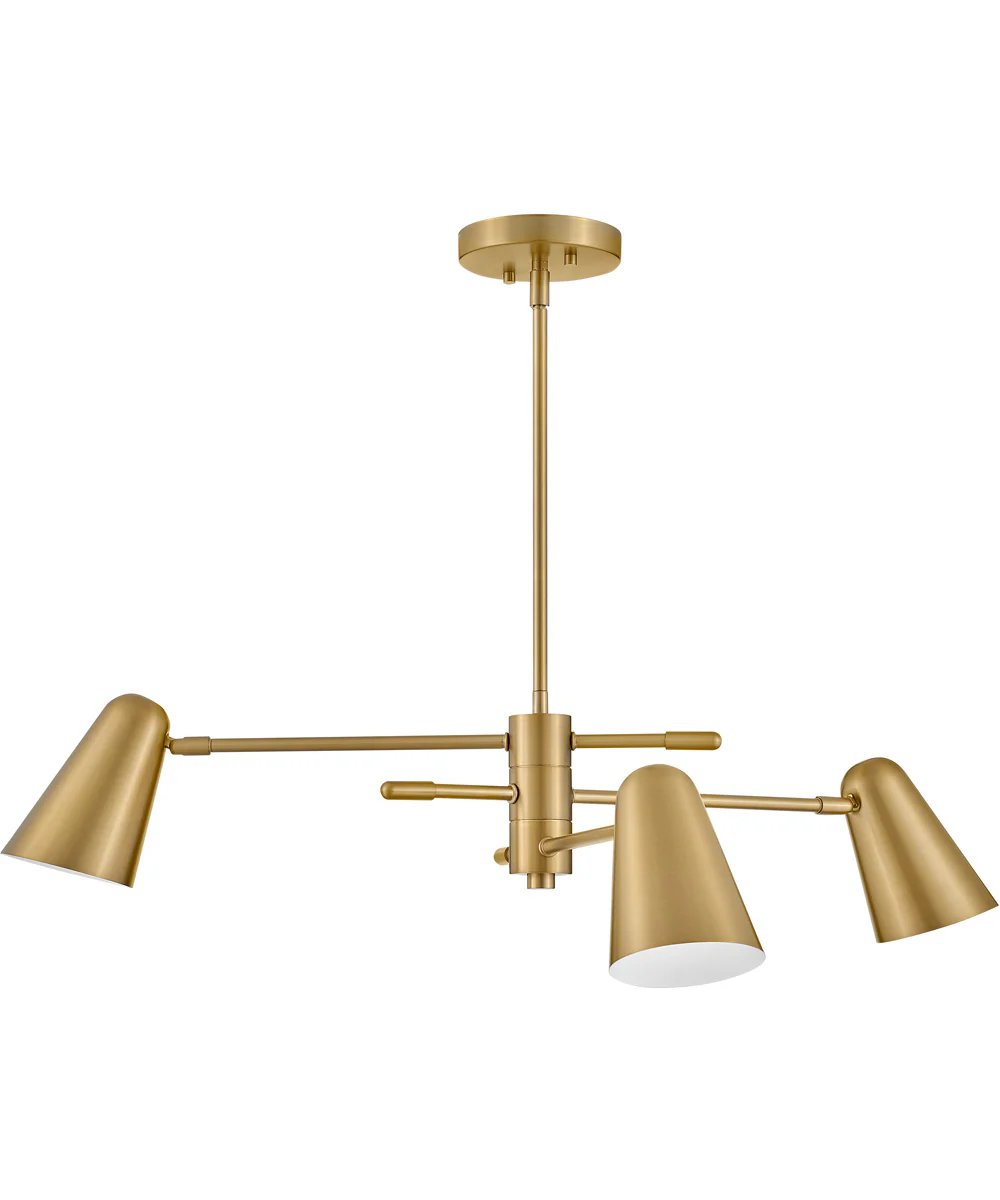 Birdie 3-Light Medium Convertible Mobile Single Tier Chandelier in Lacquered Brass - Image 3