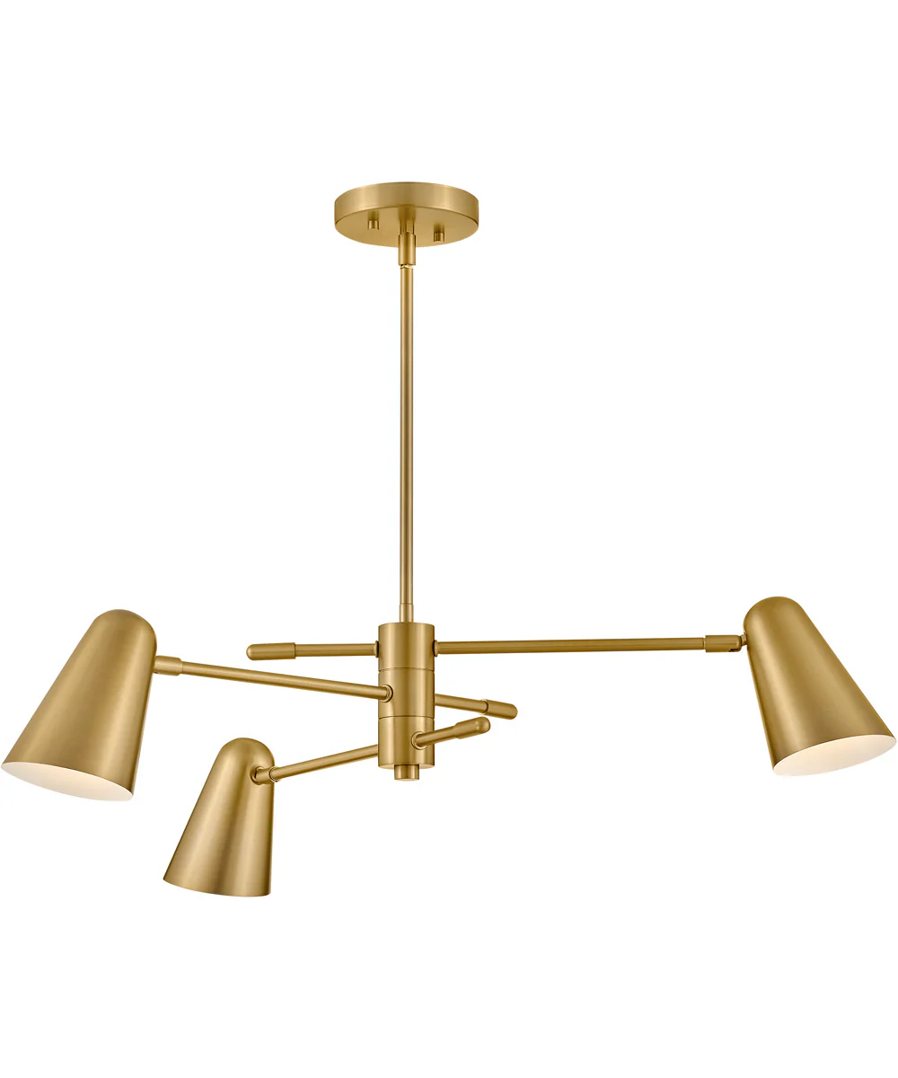 Birdie 3-Light Medium Convertible Mobile Single Tier Chandelier in Lacquered Brass - Image 4
