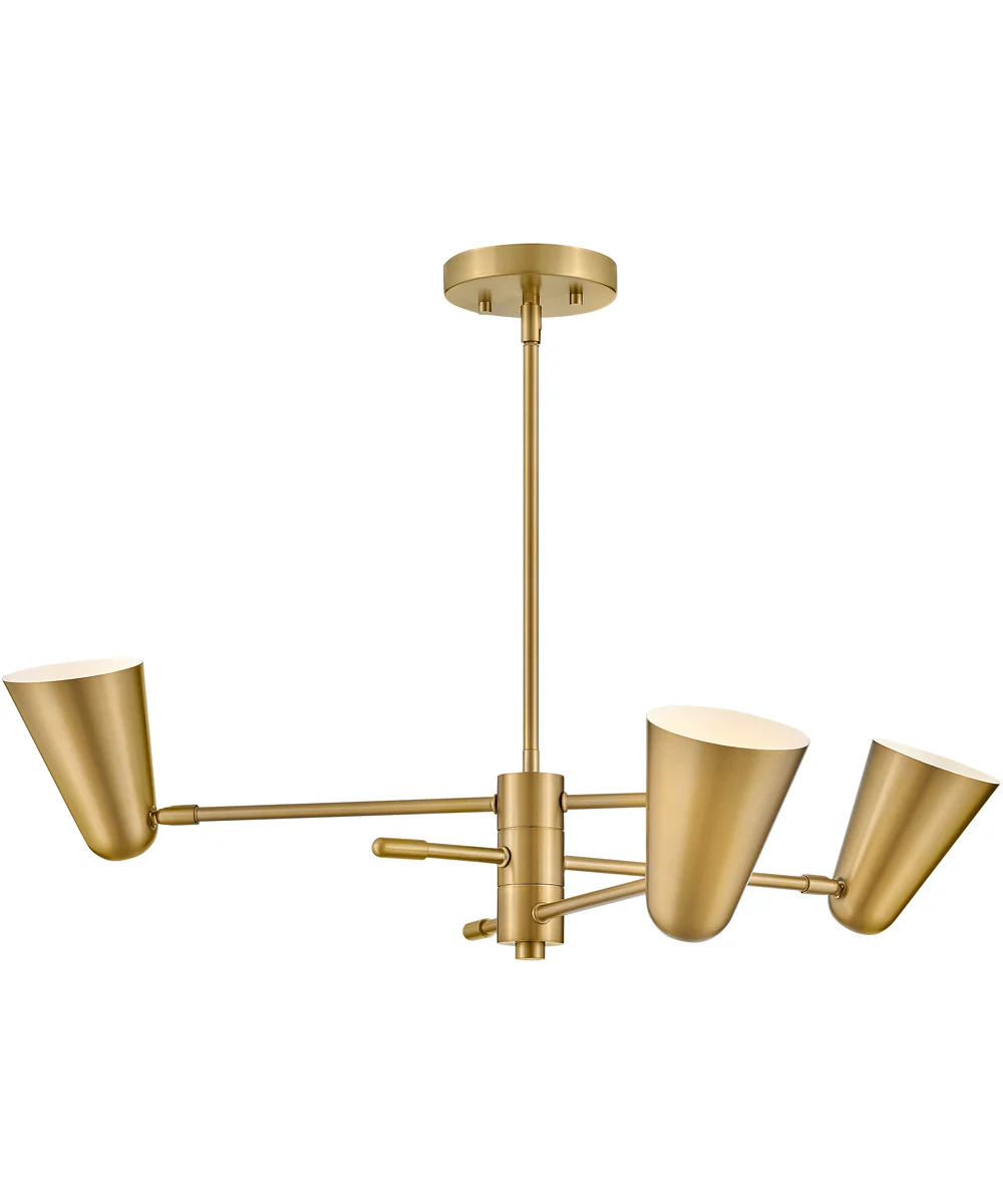 Birdie 3-Light Medium Convertible Mobile Single Tier Chandelier in Lacquered Brass - Image 5