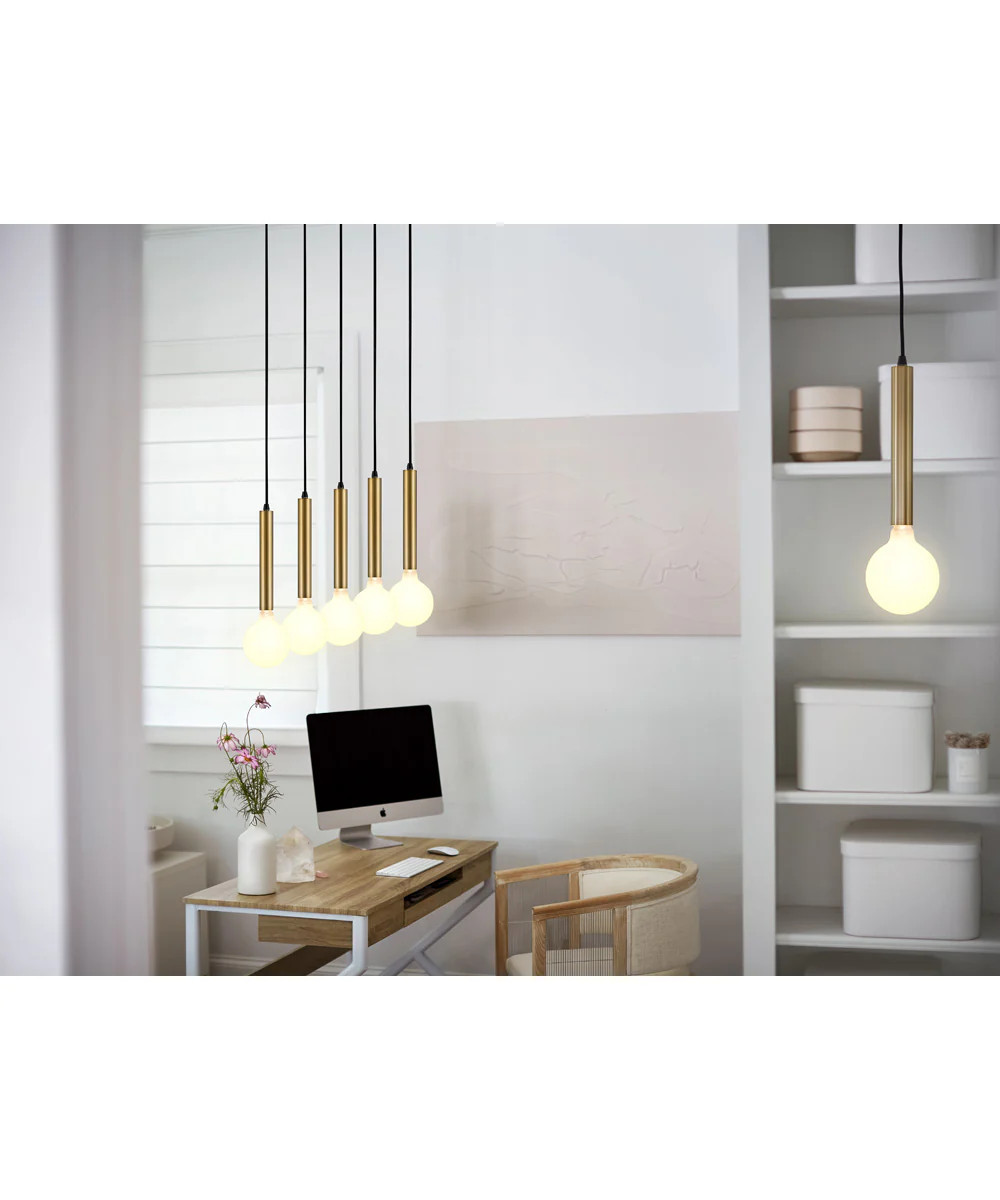 Bobbie 5-Light Large Five Light Linear Chandelier in Lacquered Brass - Image 2