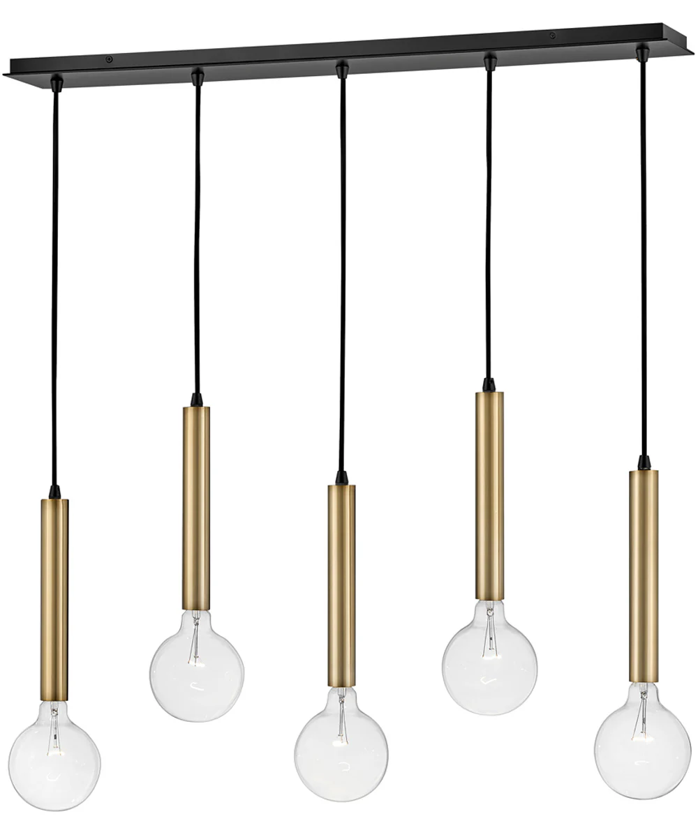 Bobbie 5-Light Large Five Light Linear Chandelier in Lacquered Brass - Image 3