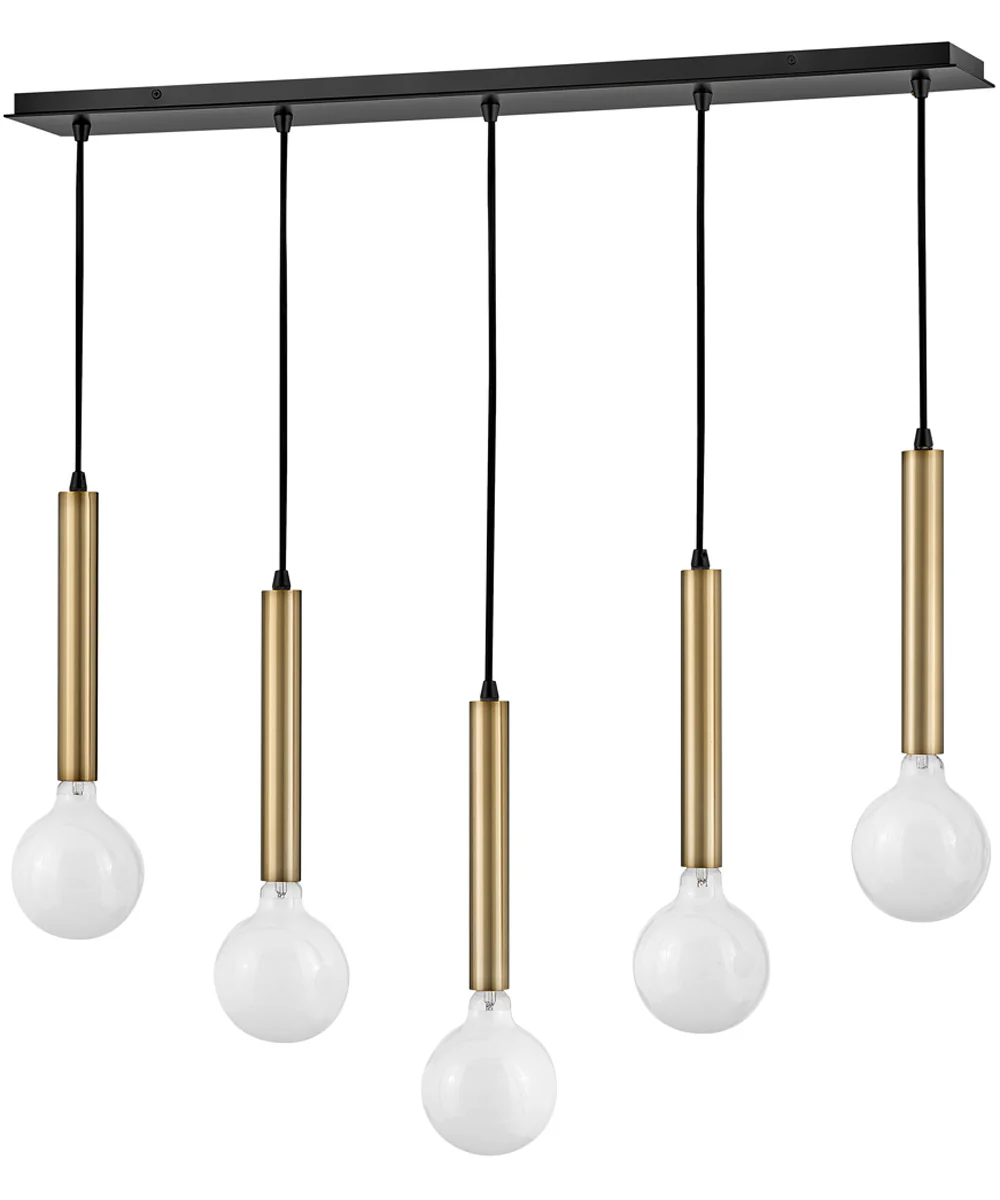 Bobbie 5-Light Large Five Light Linear Chandelier in Lacquered Brass - Image 5