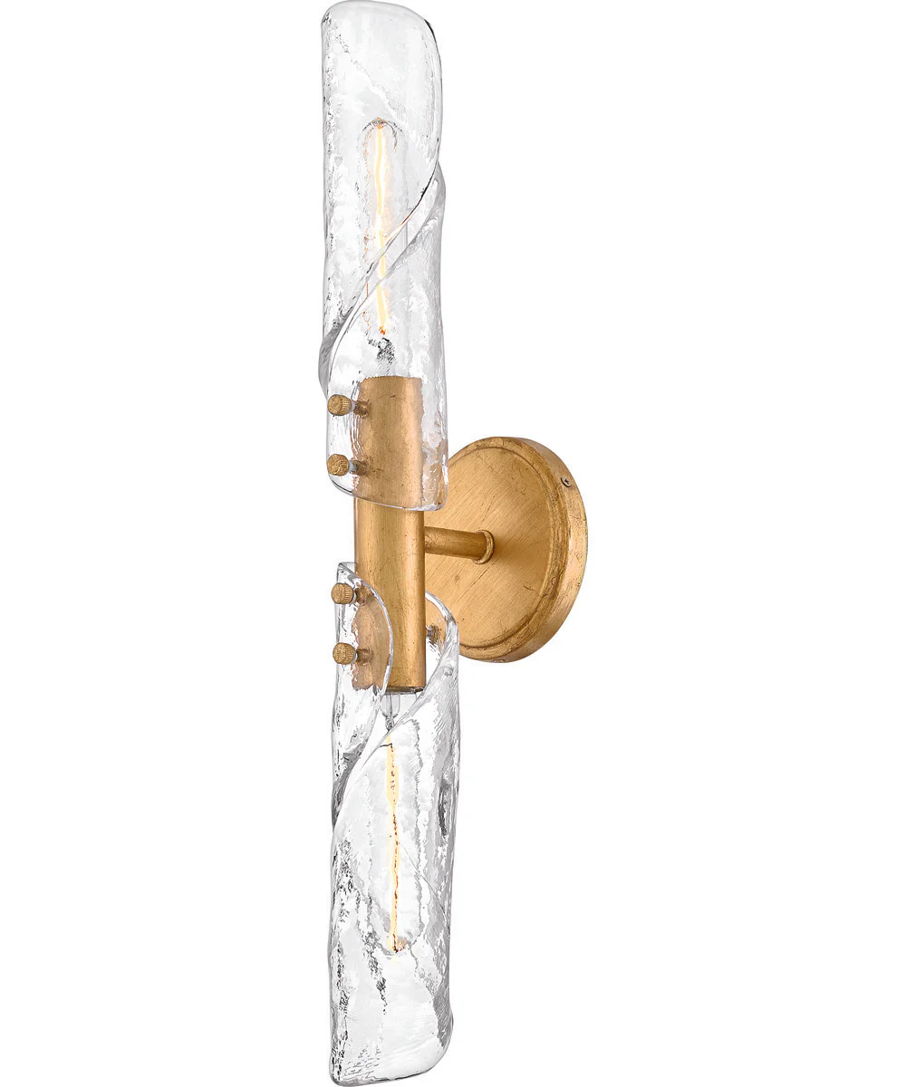 Capri 2-Light Large Two Light Sconce in Distressed Brass - Image 5