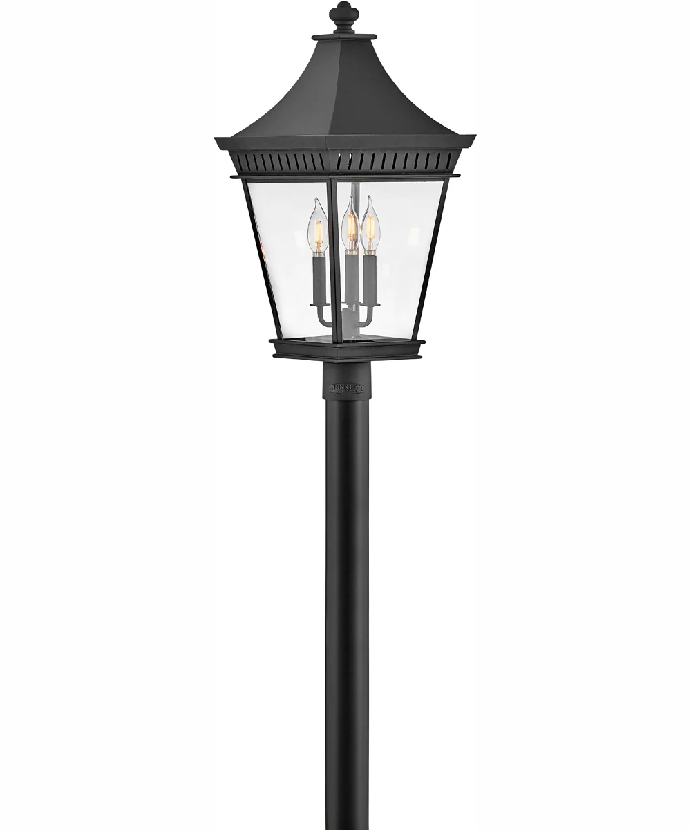 Chapel Hill 3-Light Large Post Top or Pier Mount Lantern in Museum Black