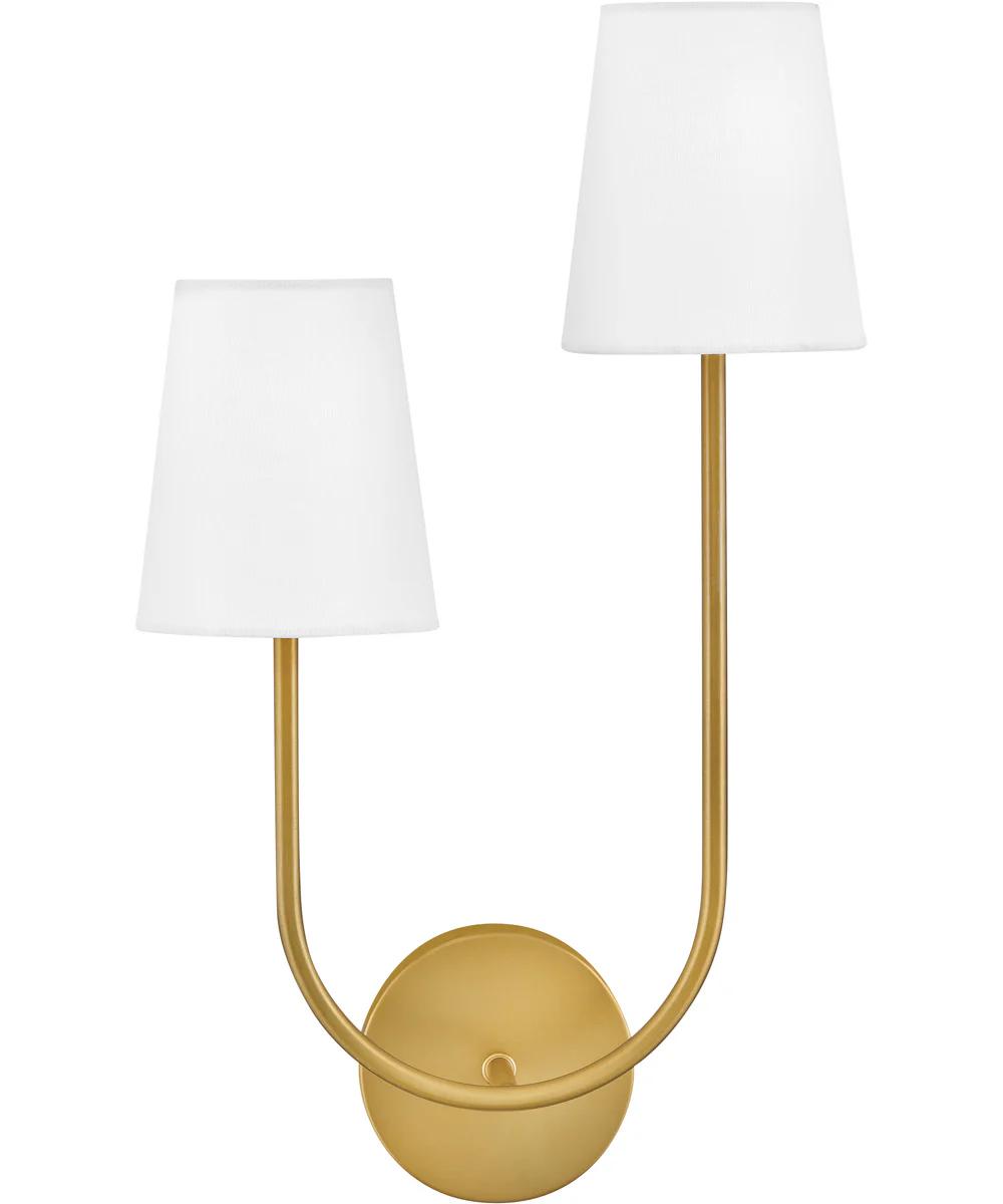 Cora 2-Light Large Two Light Sconce in Lacquered Brass - Image 2