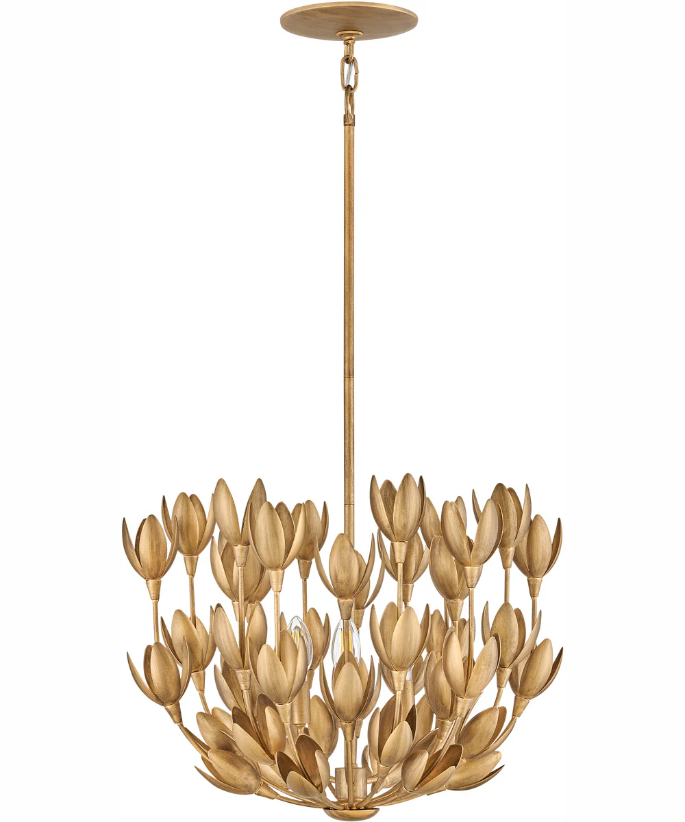 Flora 3-Light Large Convertible Semi-Flush Mount in Burnished Gold - Image 3