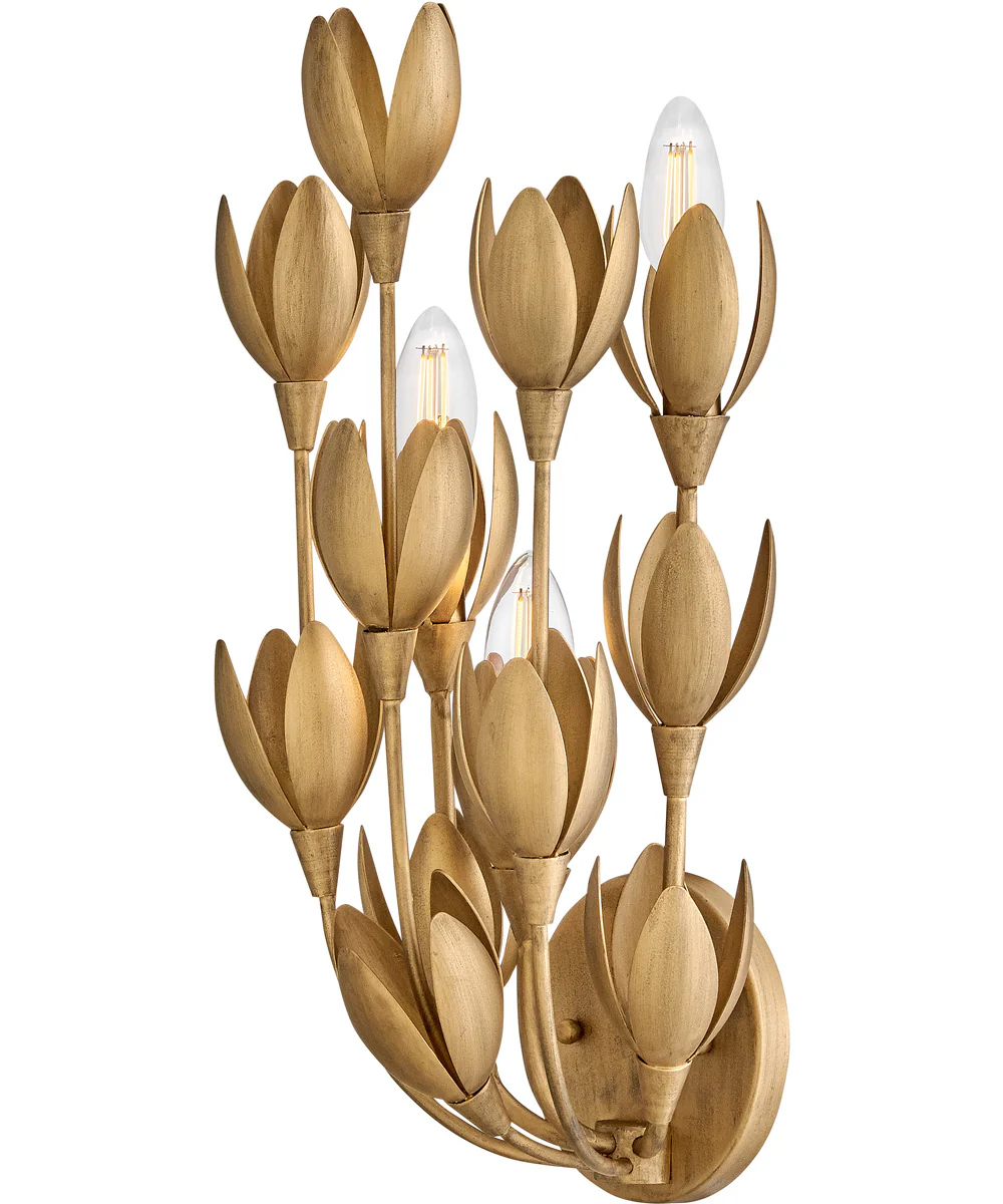 Flora 3-Light Large Sconce in Burnished Gold - Image 4