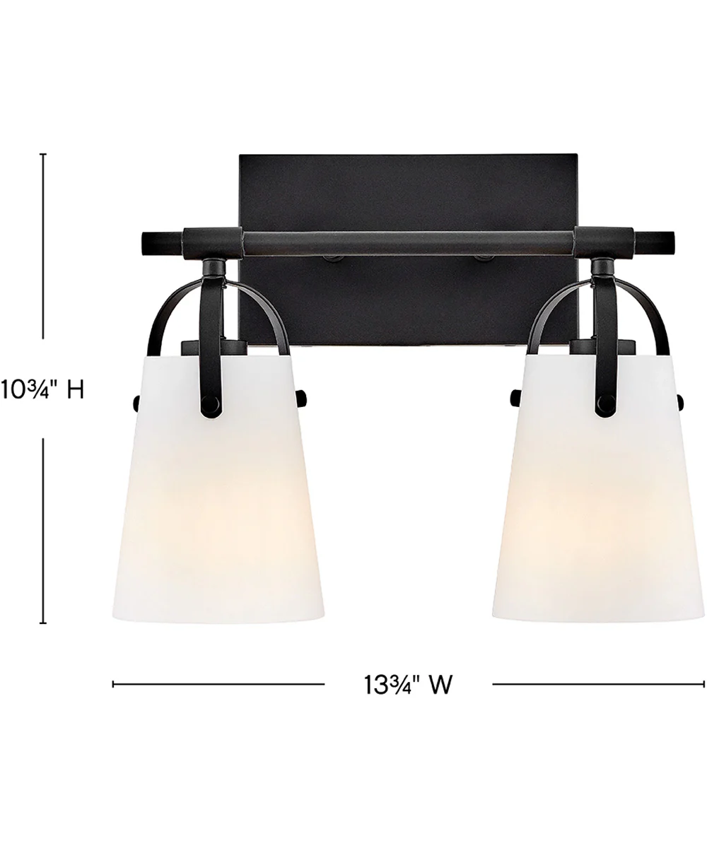Foster 2-Light Small Two Light Vanity in Black - Image 2