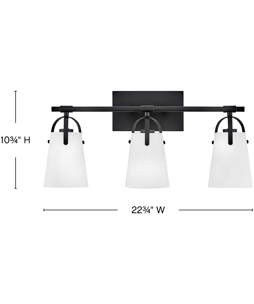 Foster 3-Light Medium Three Light Vanity in Black - Image 2