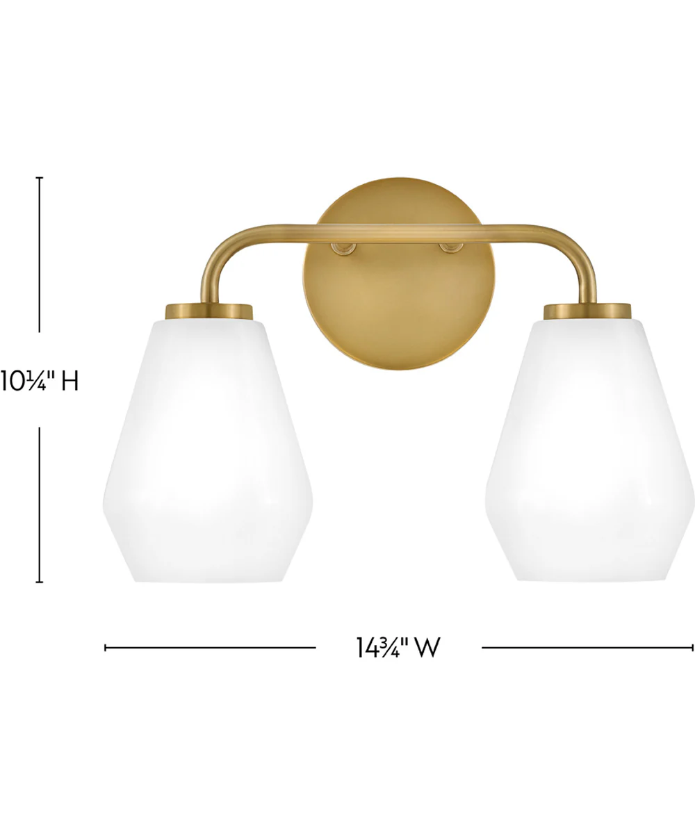 Gio 2-Light Small Two Light Vanity in Lacquered Brass - Image 2