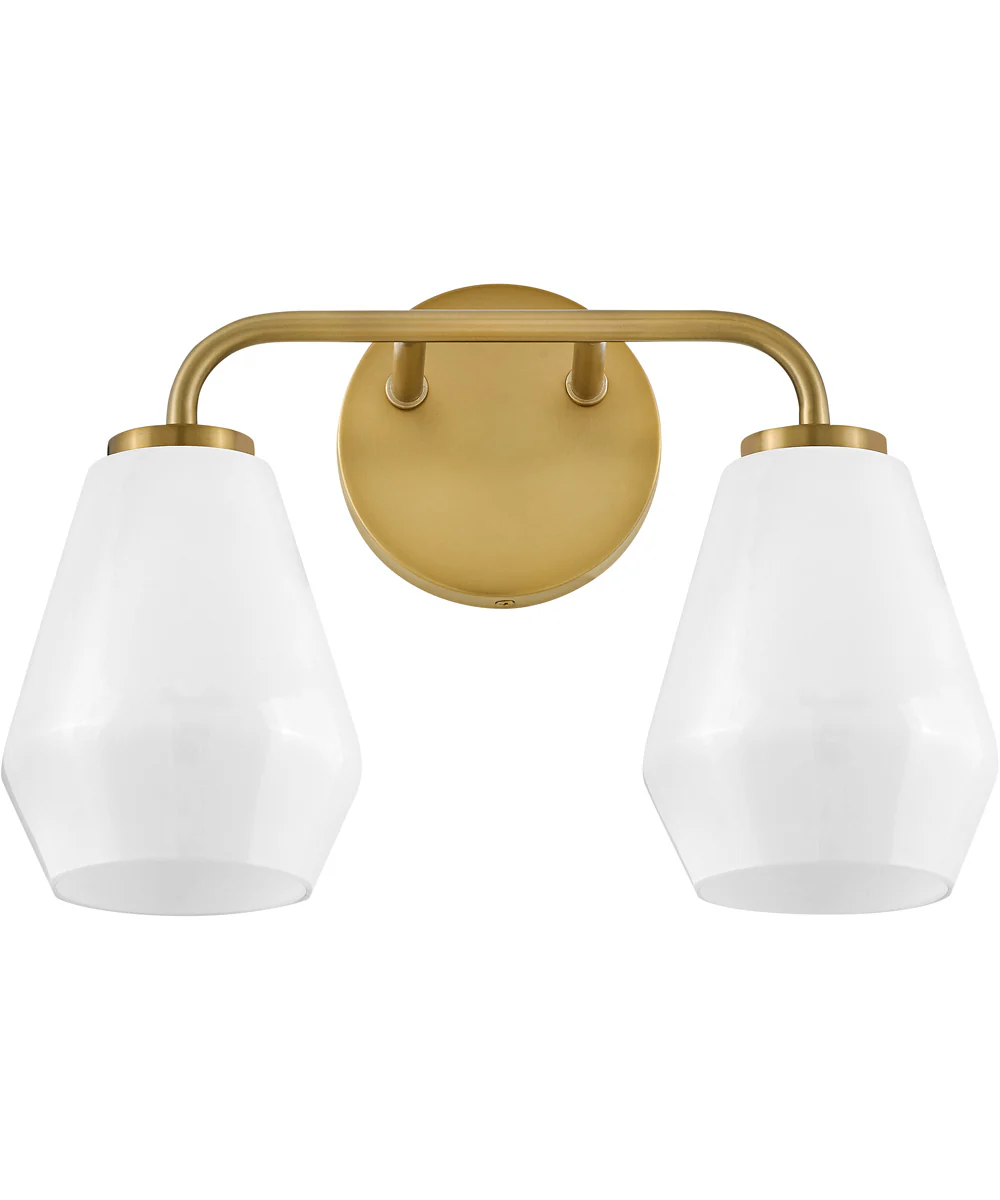 Gio 2-Light Small Two Light Vanity in Lacquered Brass - Image 4