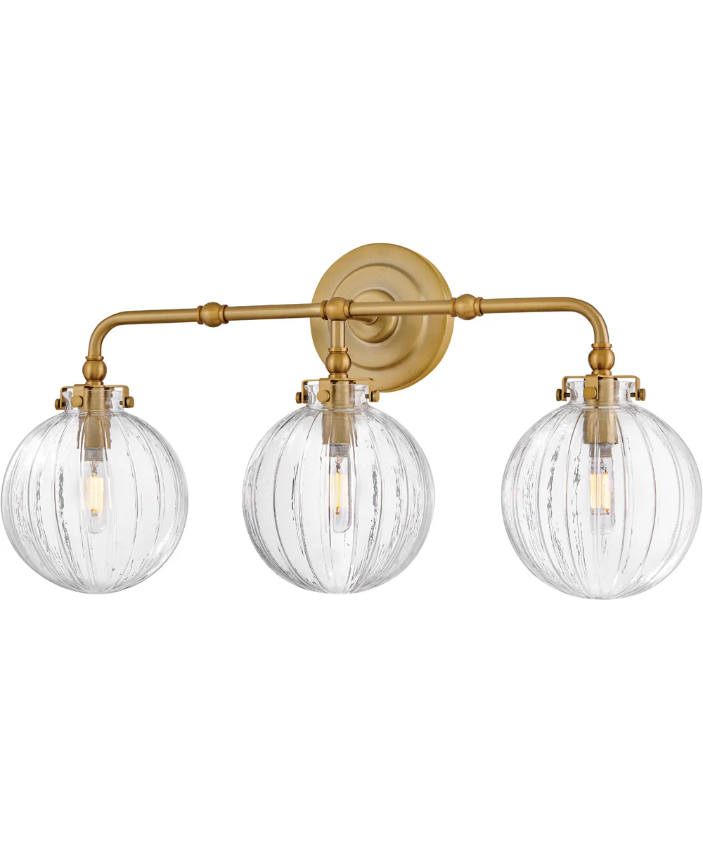 Helene 3-Light Medium Three Light Vanity in Lacquered Brass - Image 3