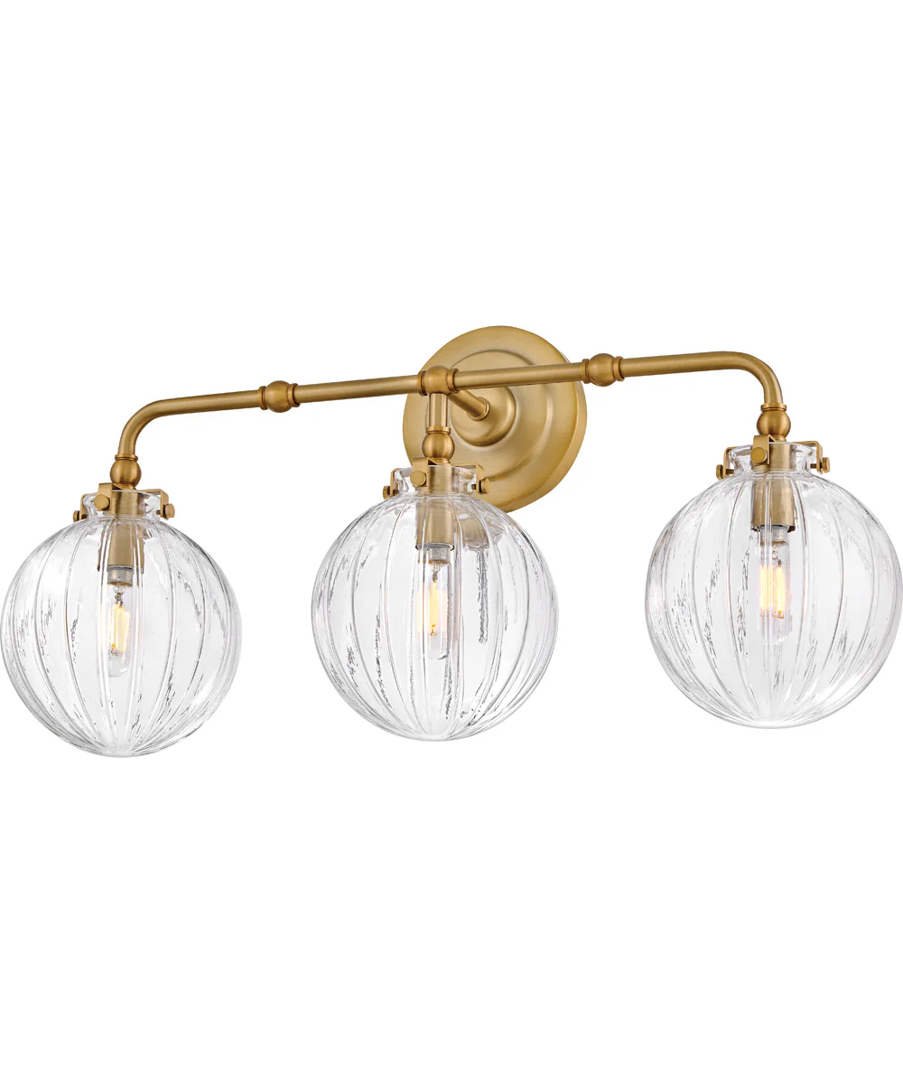 Helene 3-Light Medium Three Light Vanity in Lacquered Brass - Image 4