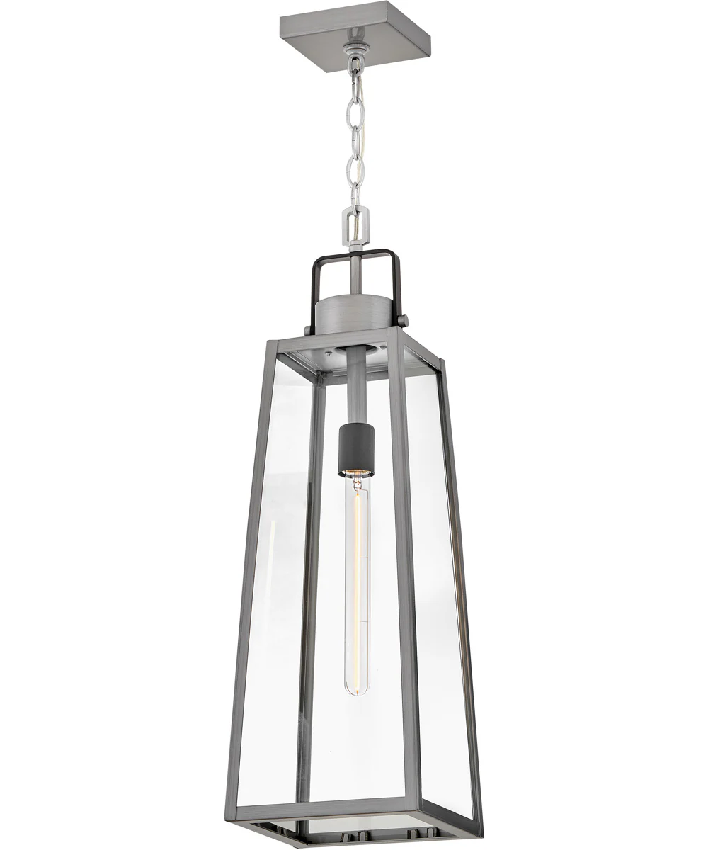 Hugh 1-Light Large Hanging Lantern in Antique Brushed Aluminum - Image 3