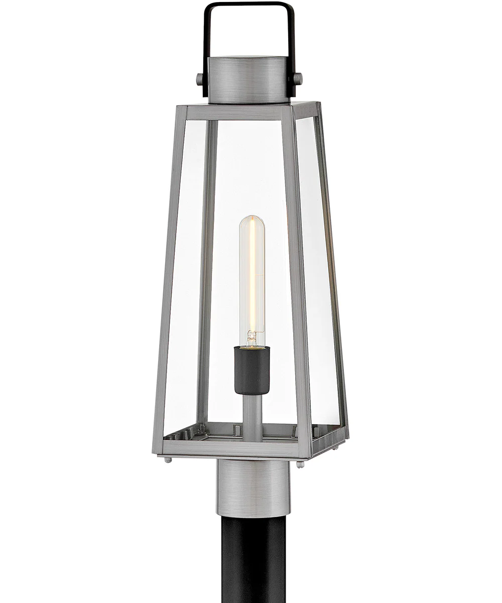 Hugh 1-Light Large Post Mount Lantern in Antique Brushed Aluminum - Image 6