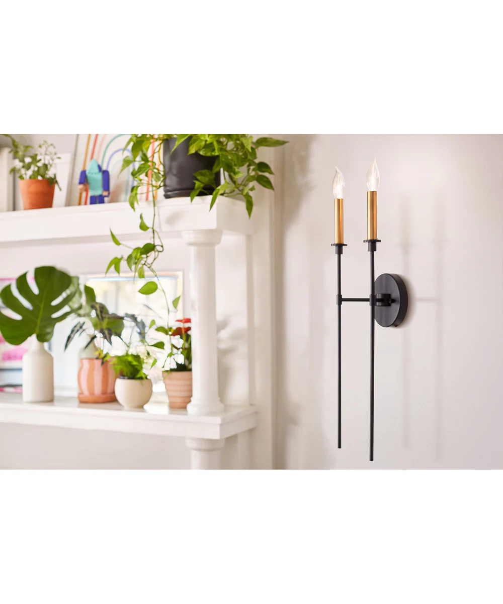 Hux 2-Light Large Two Light Tall Sconce in Black - Image 2