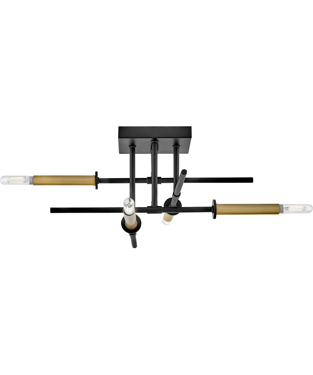 Hux 4-Light Medium Semi-Flush Mount in Black - Image 3