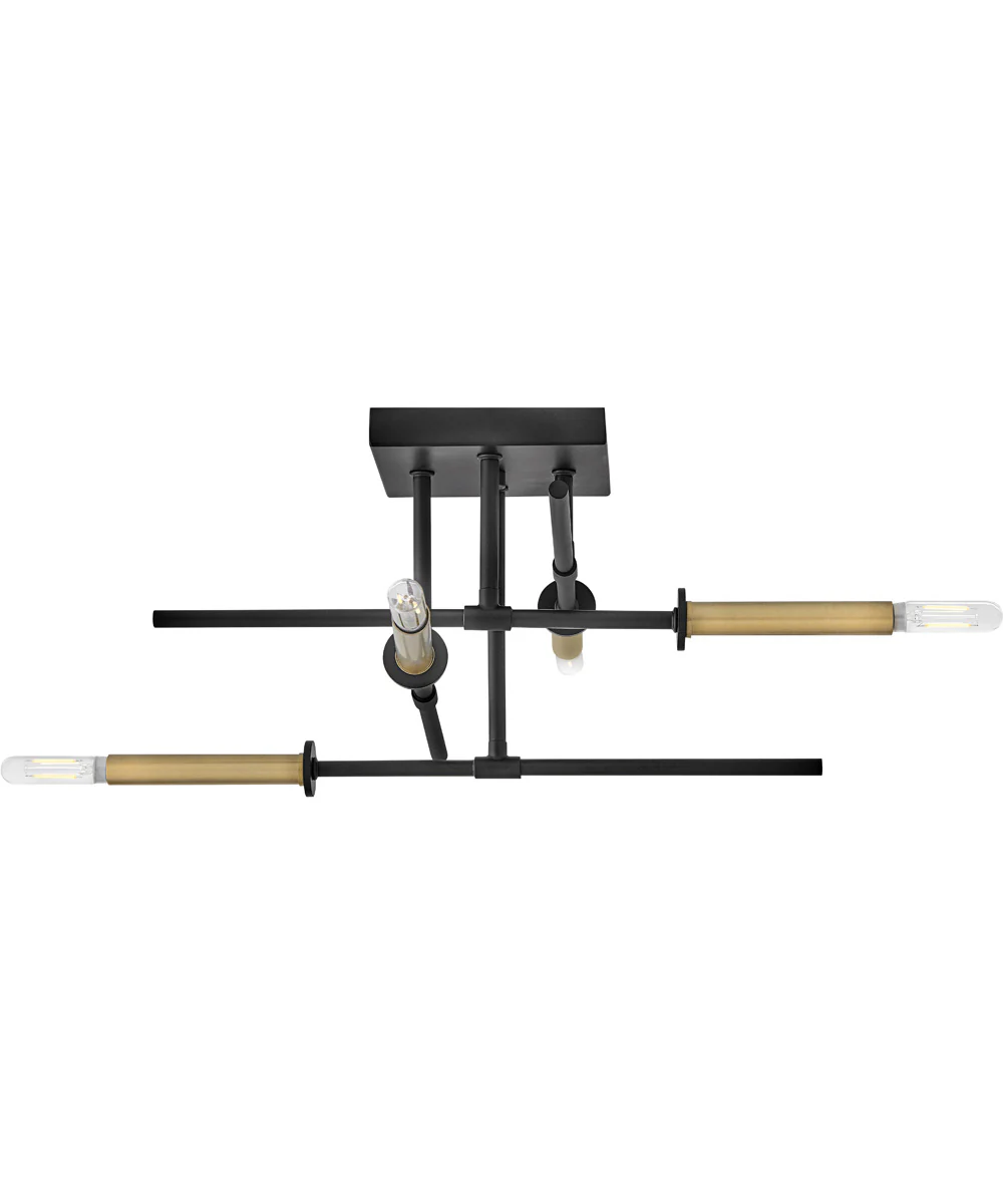 Hux 4-Light Medium Semi-Flush Mount in Black - Image 4
