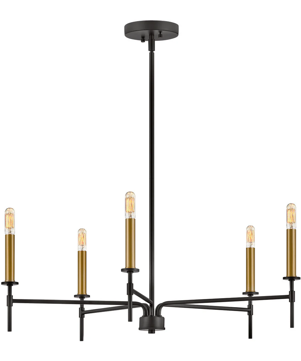 Hux 5-Light Medium Single Tier Chandelier in Black - Image 3