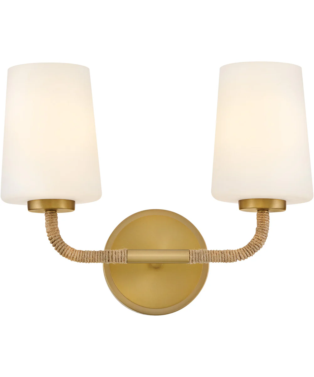 Kline 2-Light Small Two Light Vanity in Lacquered Brass