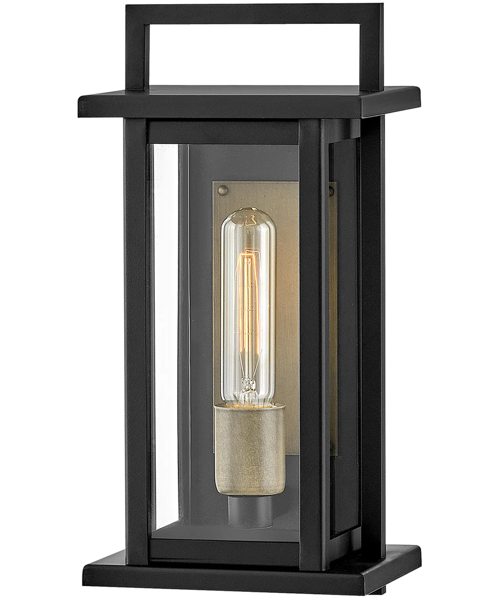 Langston 1-Light Small Outdoor Wall Mount Lantern in Black