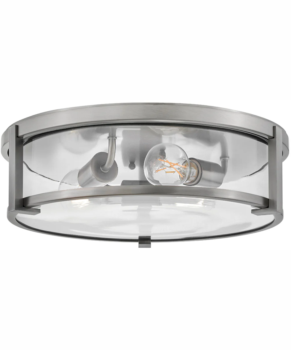 Lowell 3-Light Large Flush Mount in Antique Nickel with Clear glass - Image 2