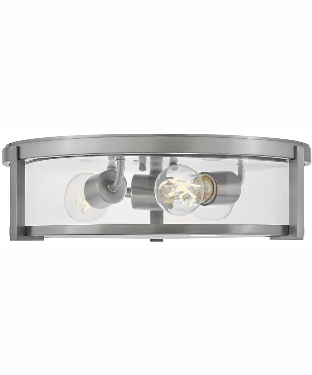 Lowell 3-Light Large Flush Mount in Antique Nickel with Clear glass - Image 3