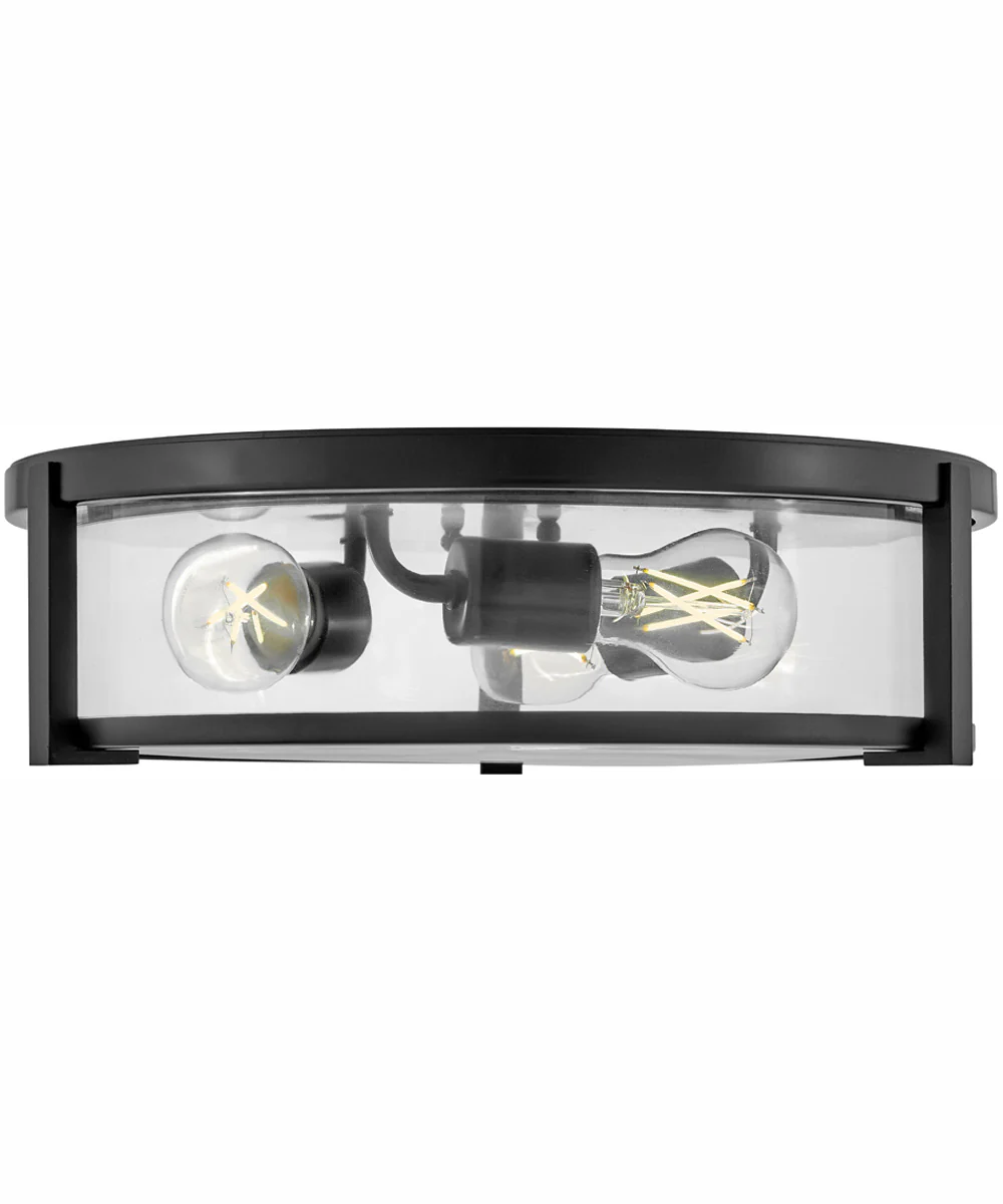 Lowell 3-Light Large Flush Mount in Black with Clear glass - Image 3