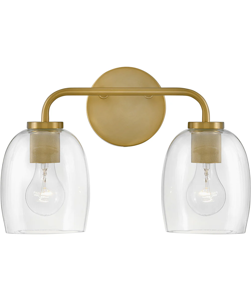Percy 2-Light Small Two Light Vanity in Lacquered Brass