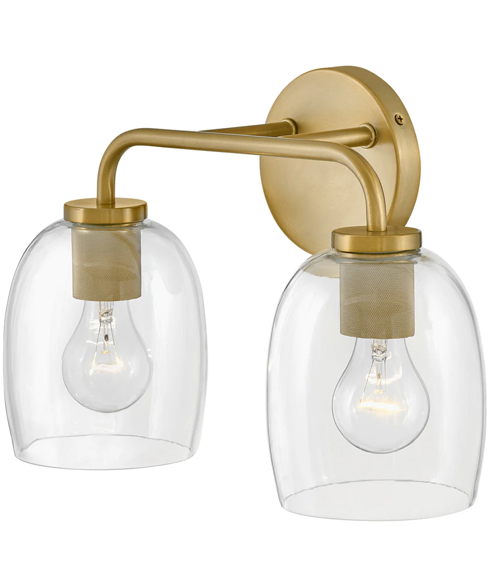 Percy 2-Light Small Two Light Vanity in Lacquered Brass - Image 3