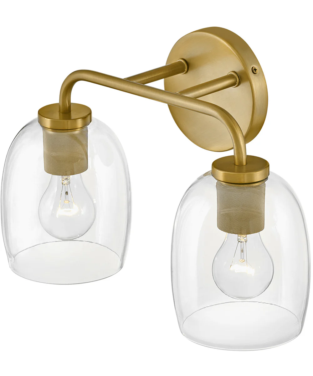 Percy 2-Light Small Two Light Vanity in Lacquered Brass - Image 4