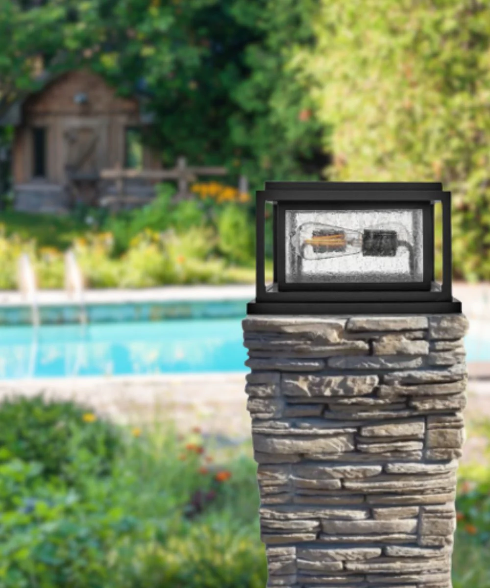 Republic 2-Light Small Pier Mount Lantern 12v in Black - Image 2