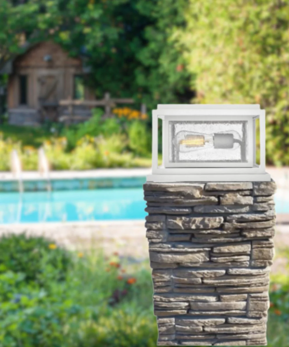 Republic 2-Light Small Pier Mount Lantern 12v in Textured White - Image 2