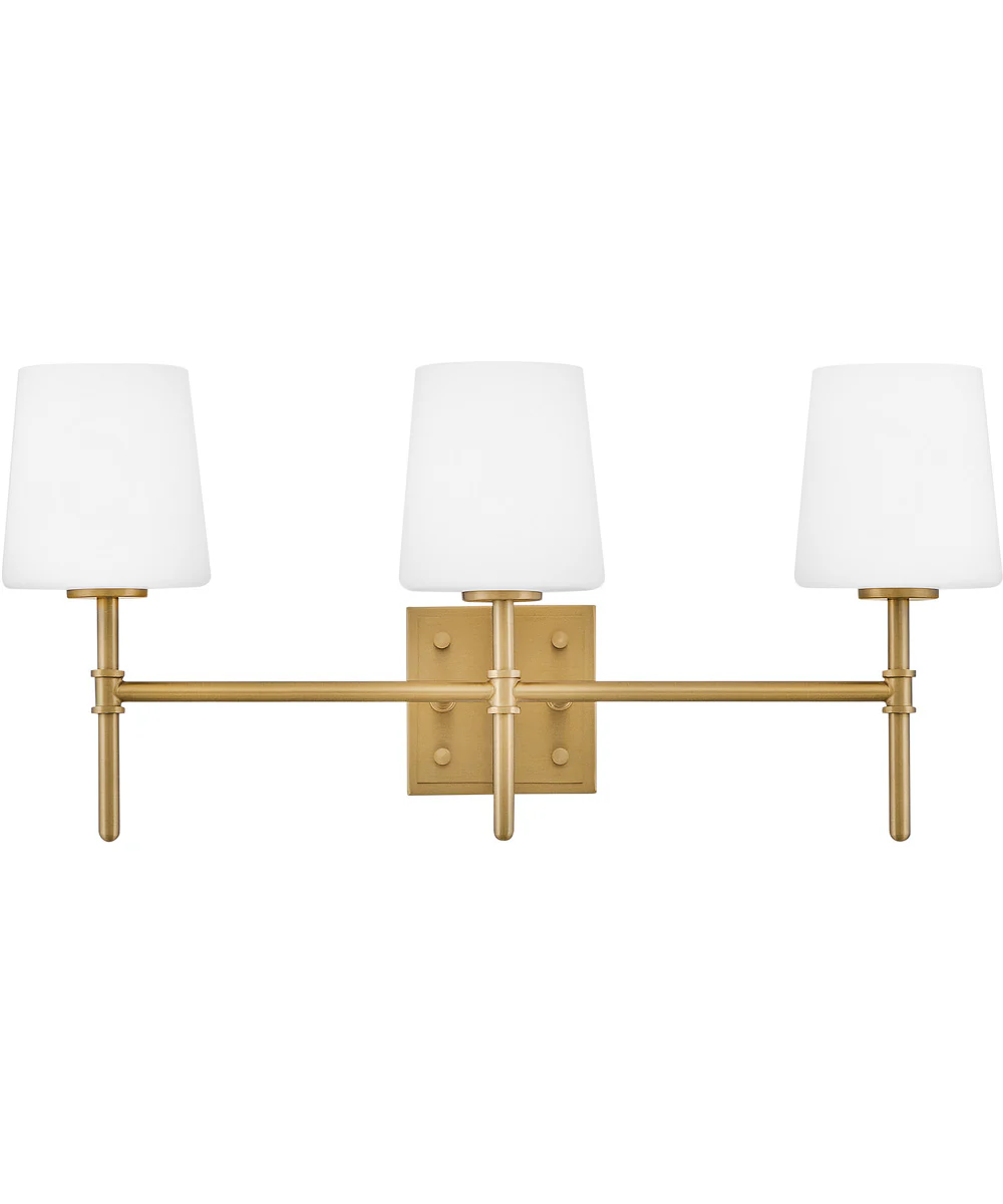 Saunders 3-Light Medium Three Light Vanity in Lacquered Brass - Image 2