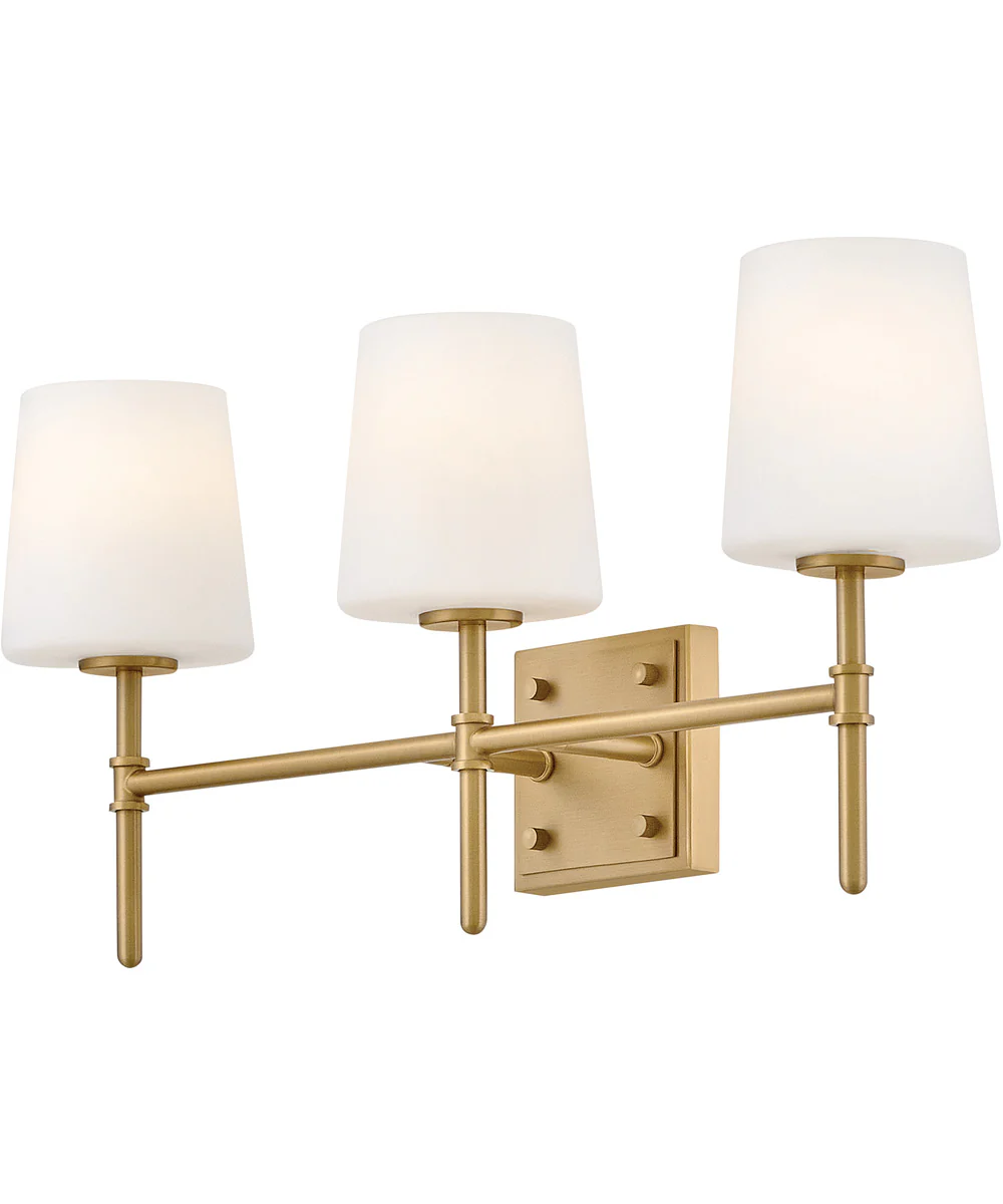 Saunders 3-Light Medium Three Light Vanity in Lacquered Brass - Image 4