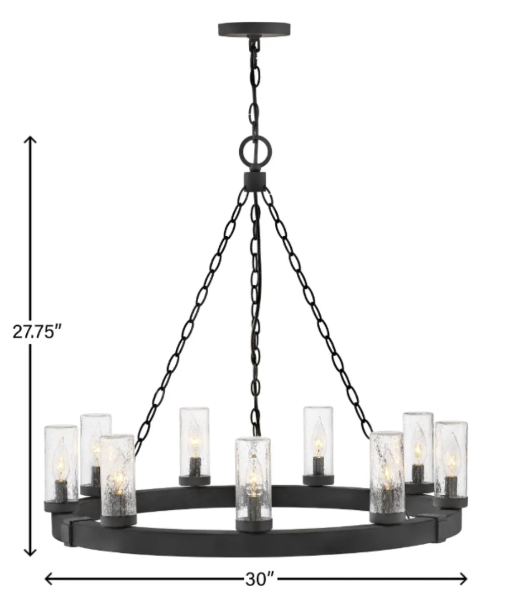 Sawyer 9-Light Medium Single Tier Chandelier 12v in Black - Image 3
