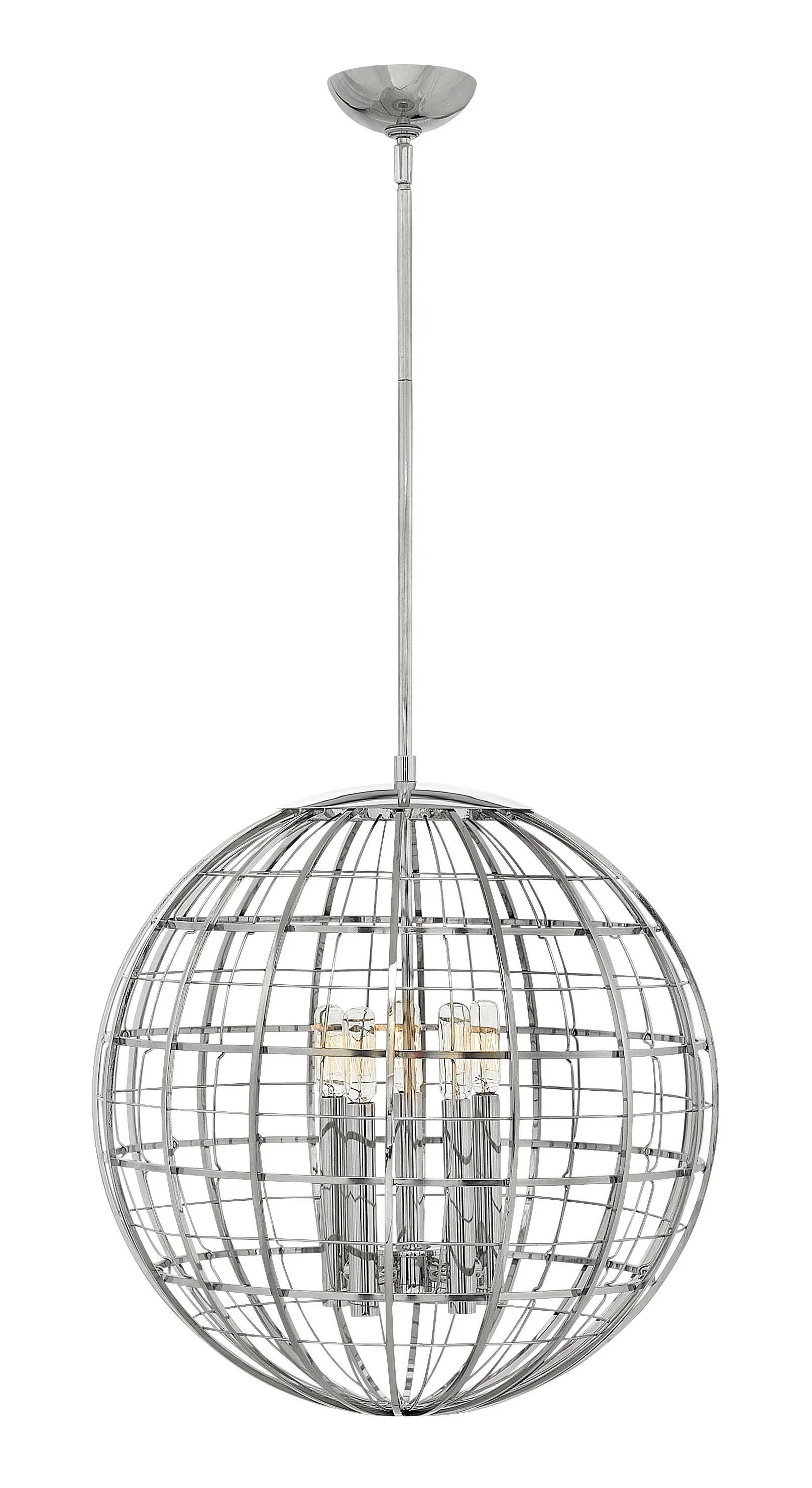 19"W Terra 5-Light Single Tier Pendant in Polished Nickel