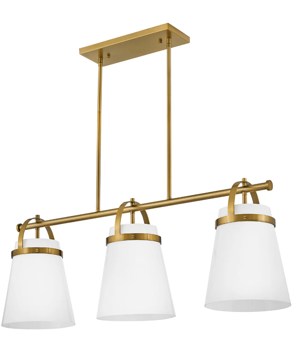 Tori 1-Light Large Three Light Linear Chandelier in Lacquered Brass - Image 3