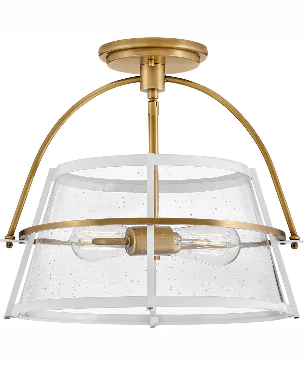 Tournon 2-Light Medium Semi-Flush Mount in Heritage Brass with Polished White Accents - Image 3